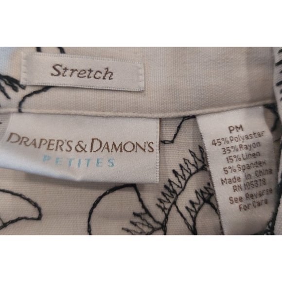 Draper & Damon's‎ Petite Womens White Black Floral Jacket Size PM - Picture 5 of 8